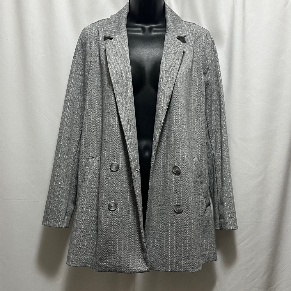 DYNAMITE Double Breasted Blazer Oversized Gray Size Medium - Picture 3 of 10